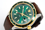 Versace Men's Watch Hellenyium GMT Green Leather
