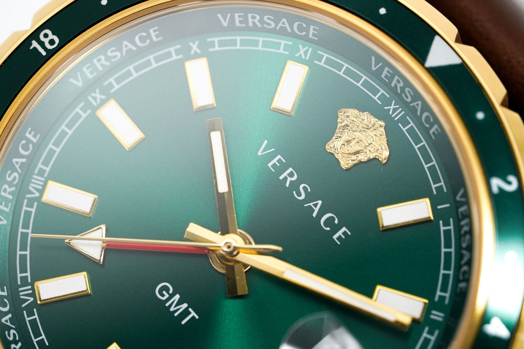 Versace Men's Watch Hellenyium GMT Green Leather