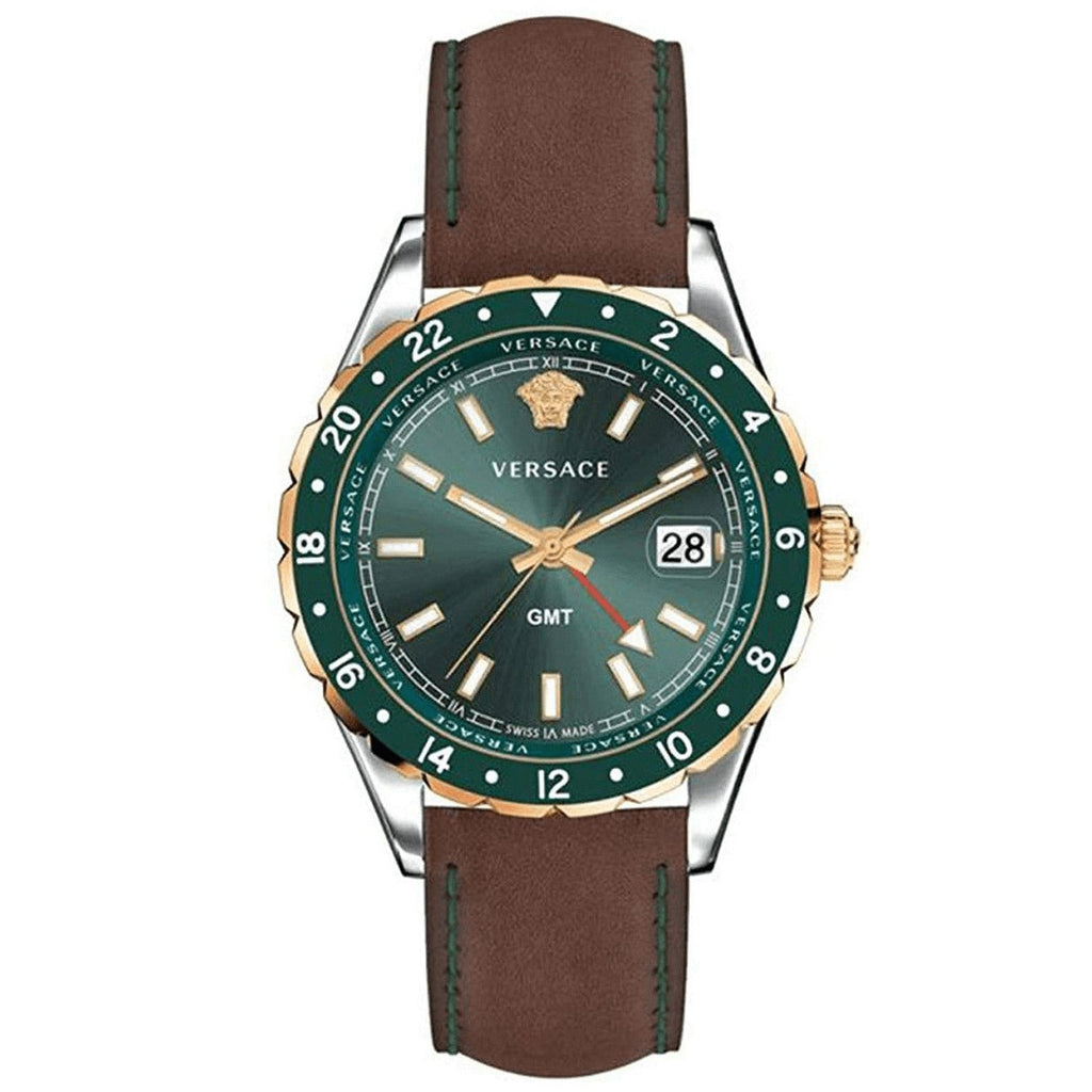 Versace Men's Watch Hellenyium GMT Green Leather