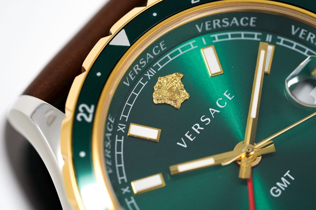 Versace Men's Watch Hellenyium GMT Green Leather