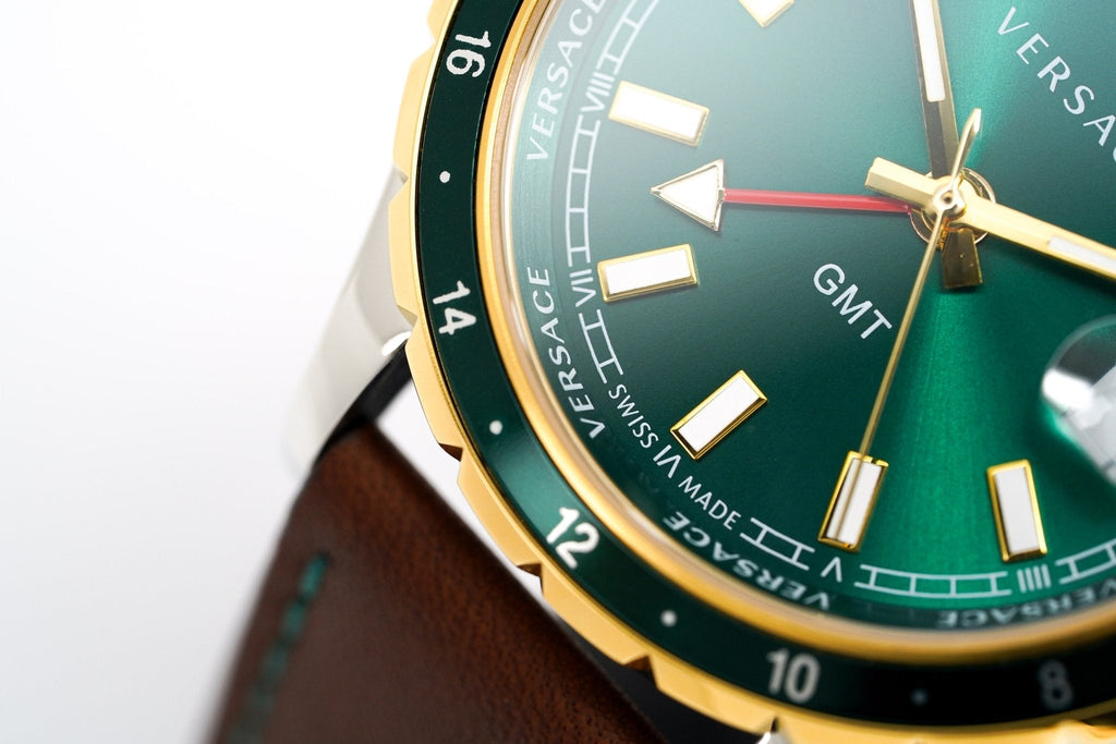 Versace Men's Watch Hellenyium GMT Green Leather