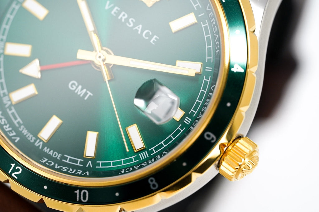 Versace Men's Watch Hellenyium GMT Green Leather