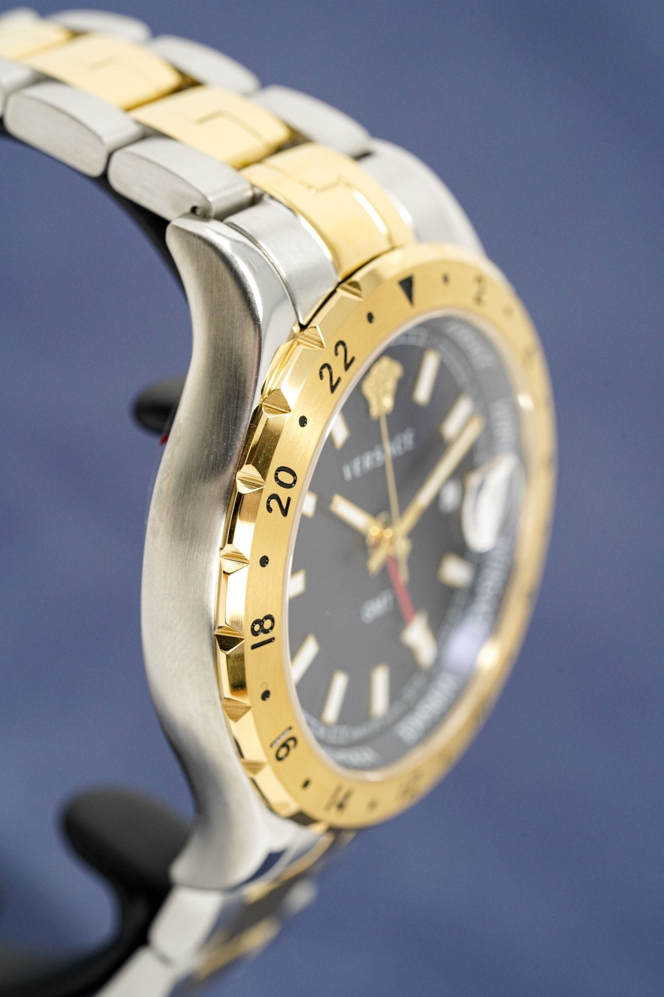 Versace Men's Watch Hellenyium GMT Blue Two-Tone Bracelet