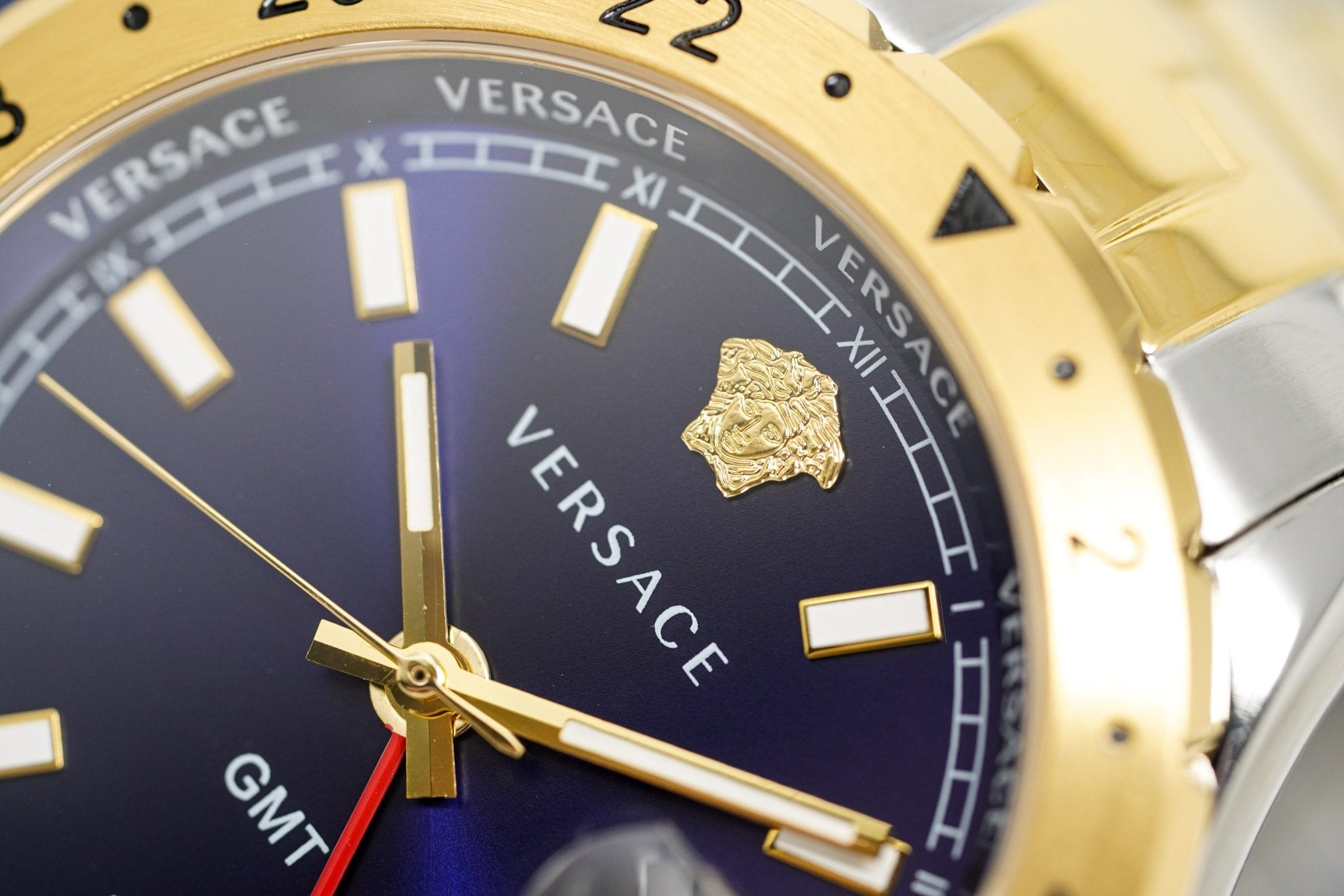 Versace Men's Watch Hellenyium GMT Blue Two-Tone Bracelet