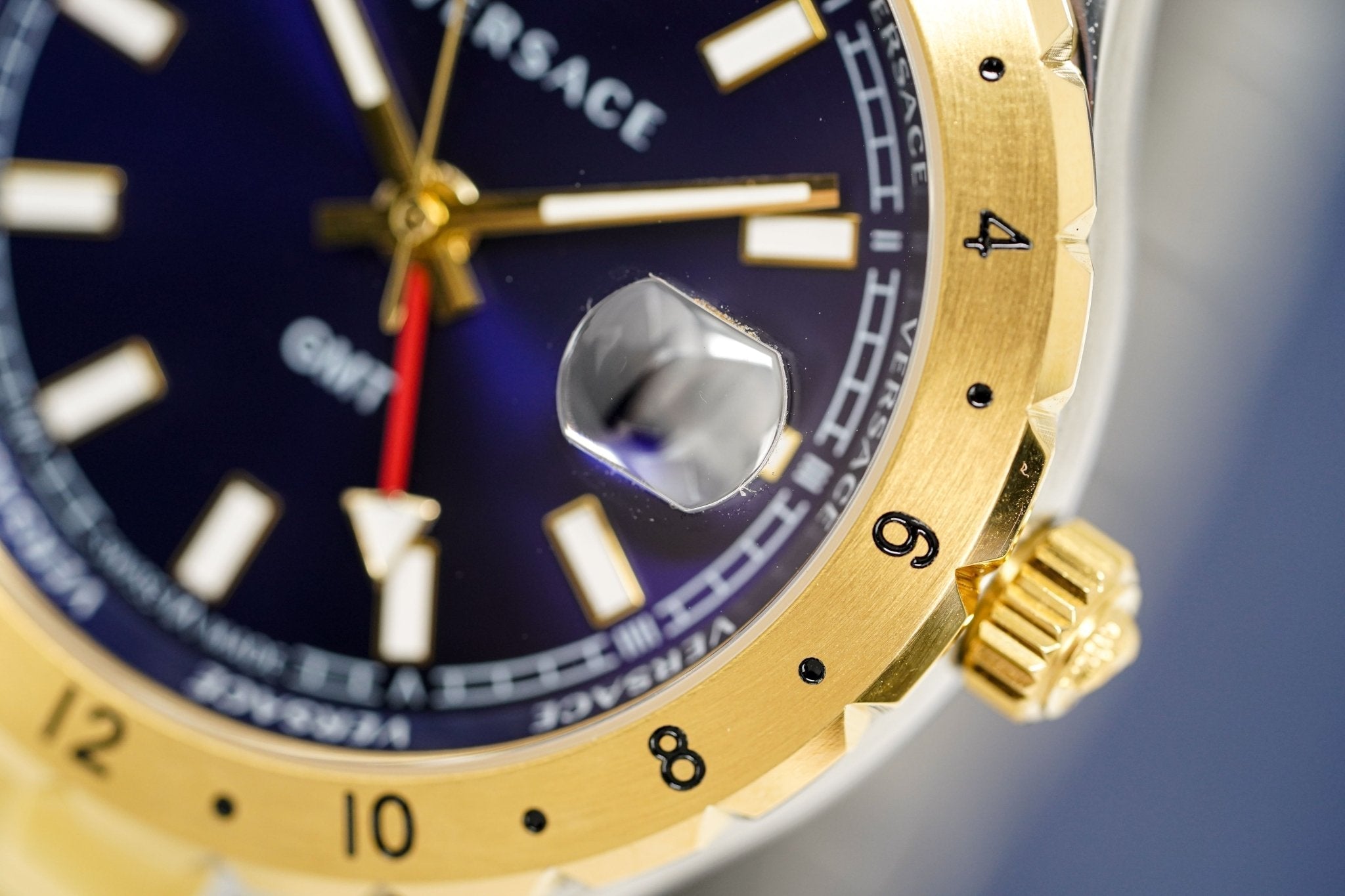 Versace Men's Watch Hellenyium GMT Blue Two-Tone Bracelet