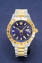 Versace Men's Watch Hellenyium GMT Blue Two-Tone Bracelet