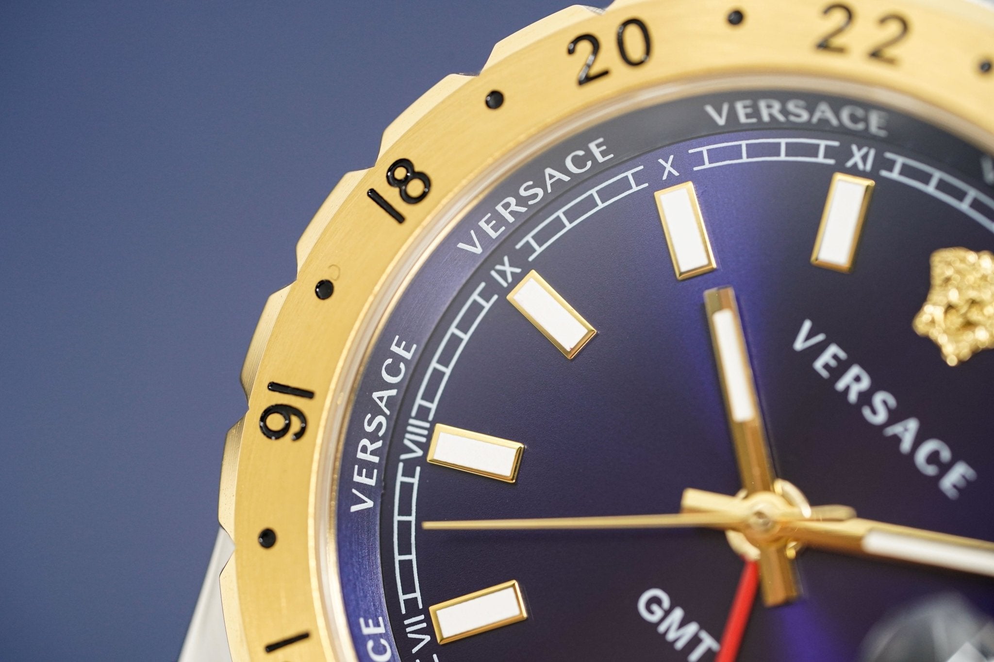 Versace Men's Watch Hellenyium GMT Blue Two-Tone Bracelet
