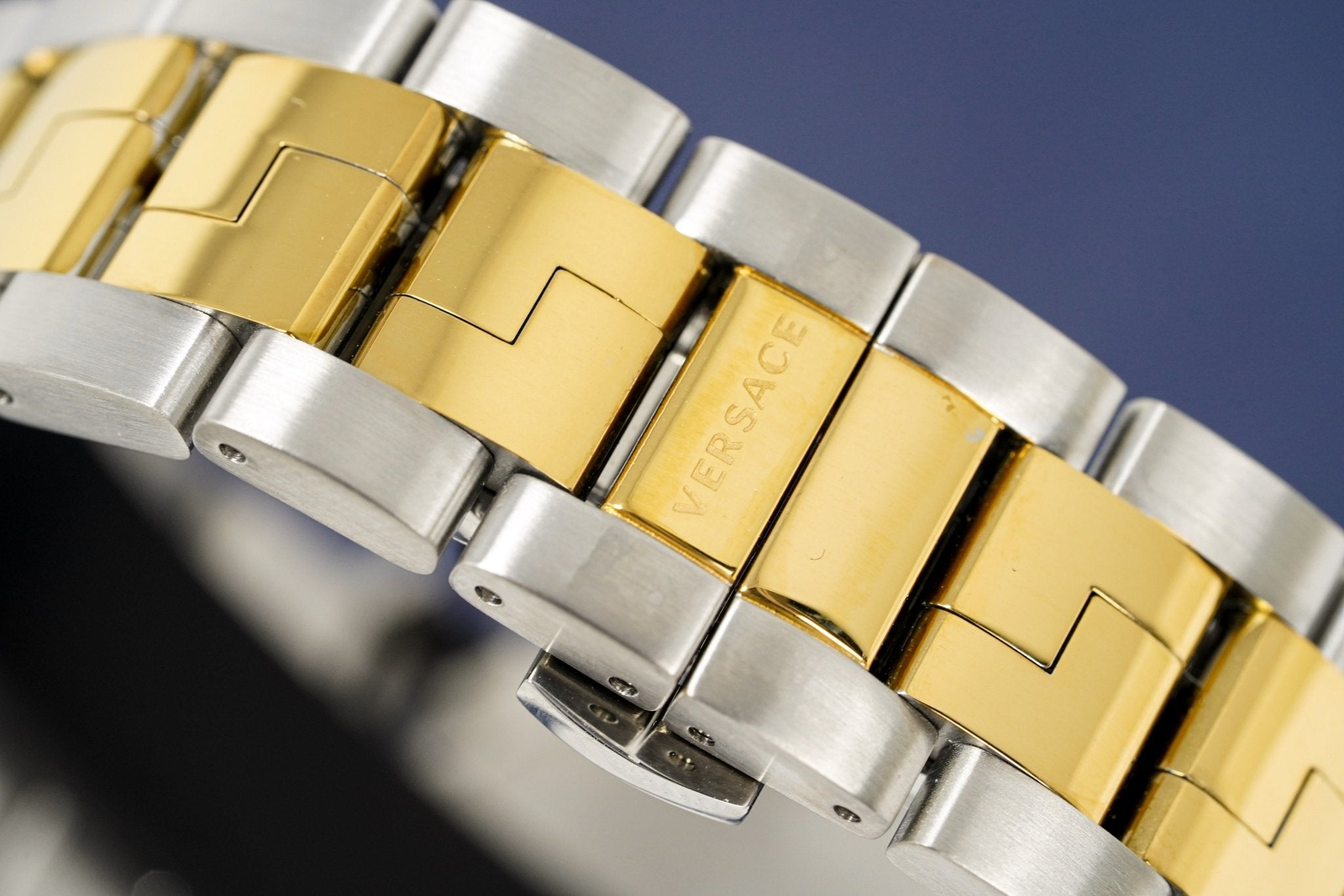 Versace Men's Watch Hellenyium GMT Blue Two-Tone Bracelet