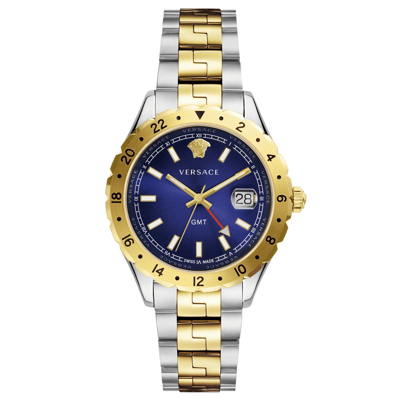 Versace Men's Watch Hellenyium GMT Blue Two-Tone Bracelet