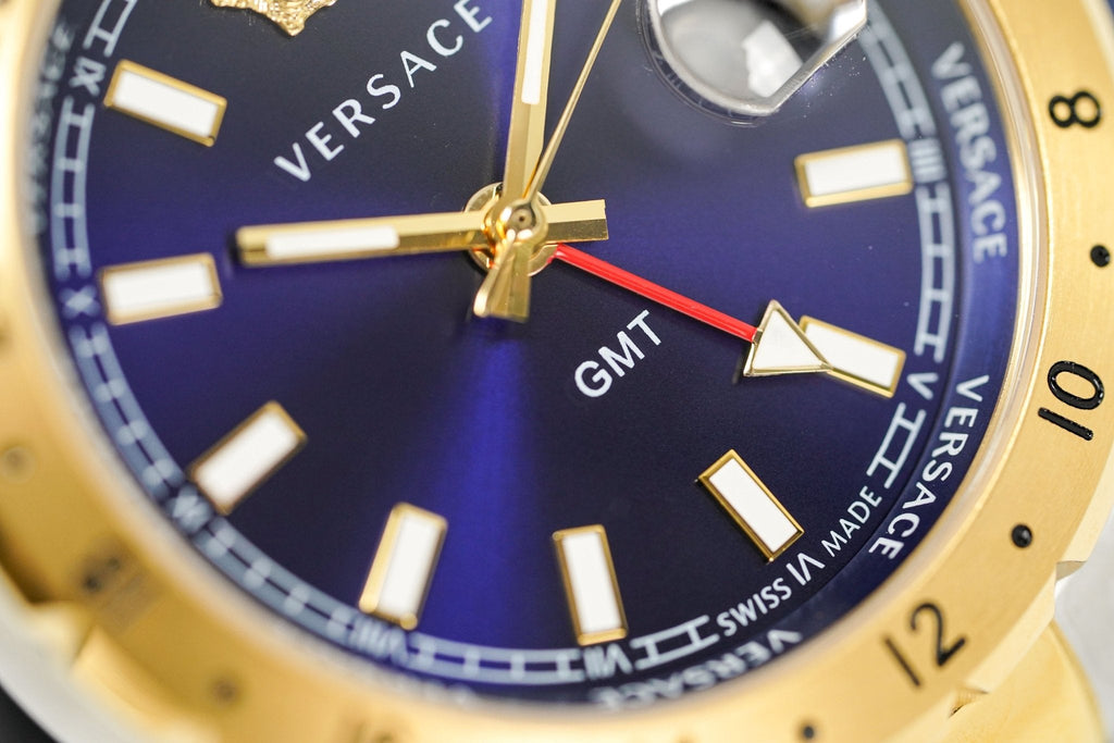 Versace Men's Watch Hellenyium GMT Blue Two-Tone Bracelet