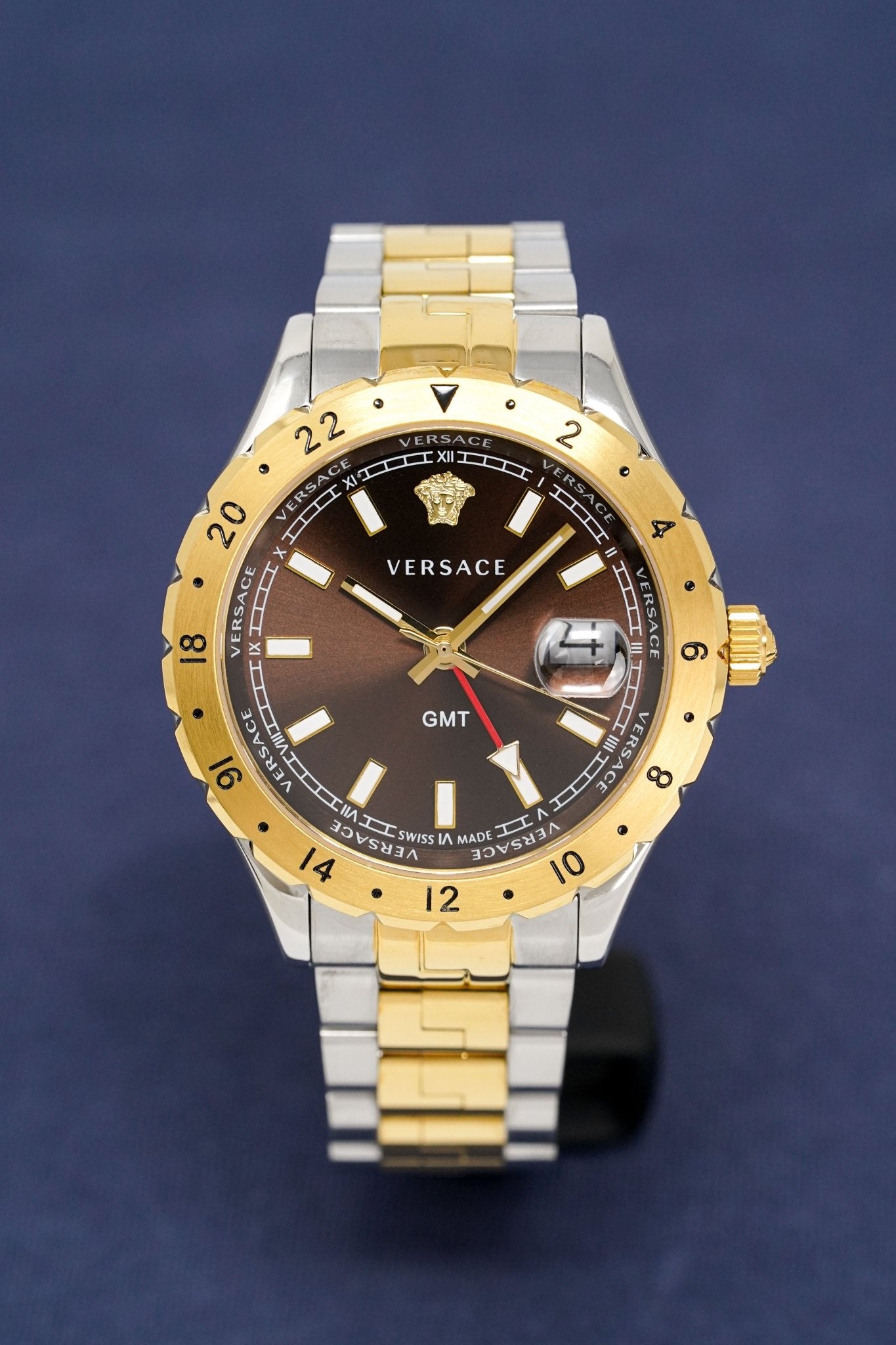 Versace Men's Watch Hellenyium GMT Brown Two-Tone Bracelet