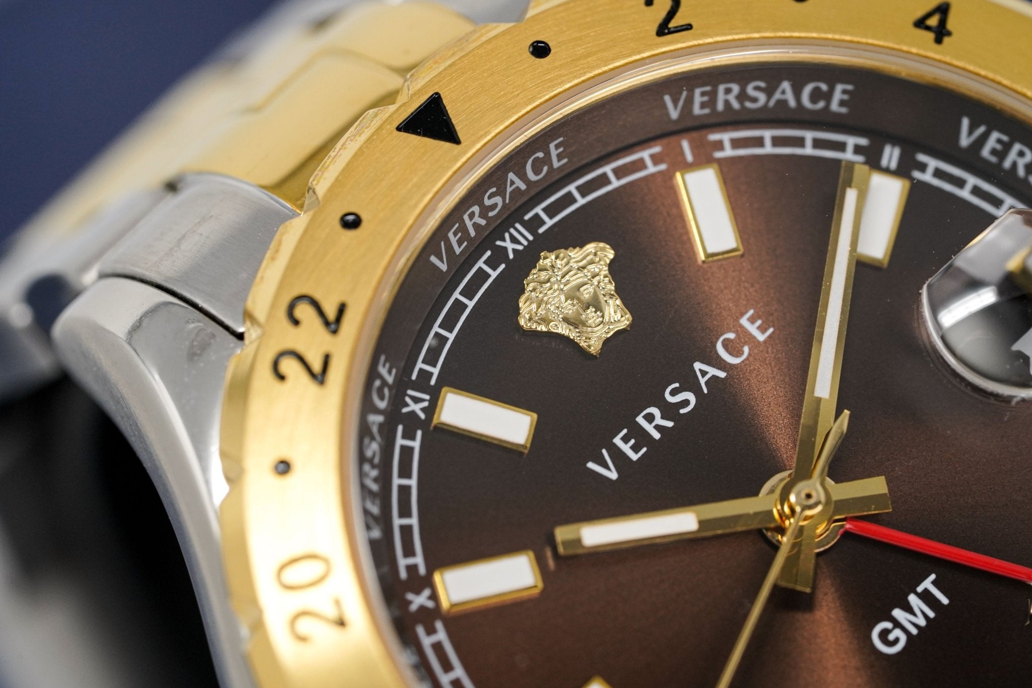 Versace Men's Watch Hellenyium GMT Brown Two-Tone Bracelet