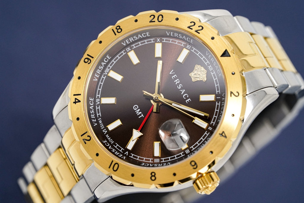 Versace Men's Watch Hellenyium GMT Brown Two-Tone Bracelet