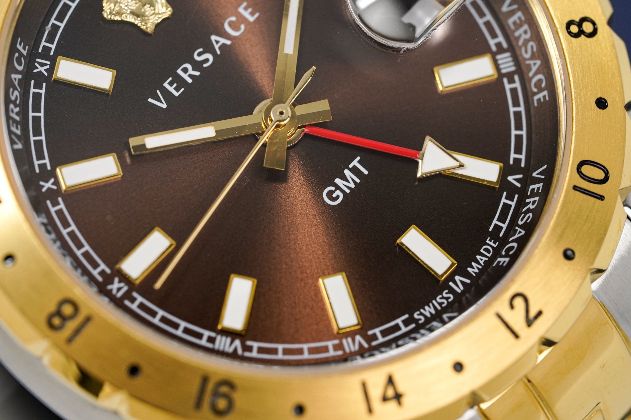 Versace Men's Watch Hellenyium GMT Brown Two-Tone Bracelet