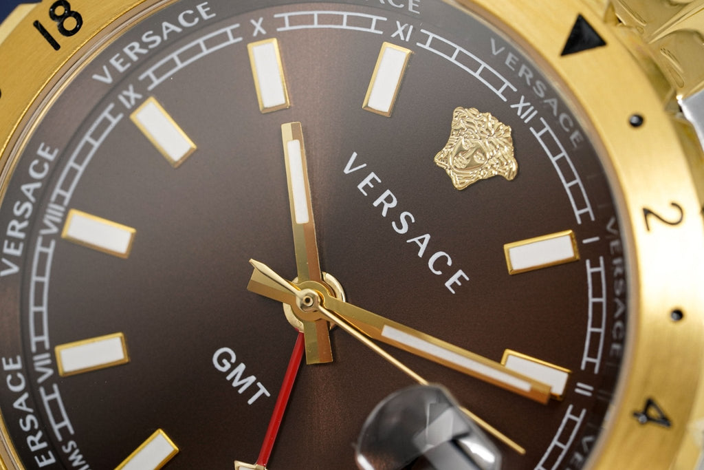 Versace Men's Watch Hellenyium GMT Brown Two-Tone Bracelet