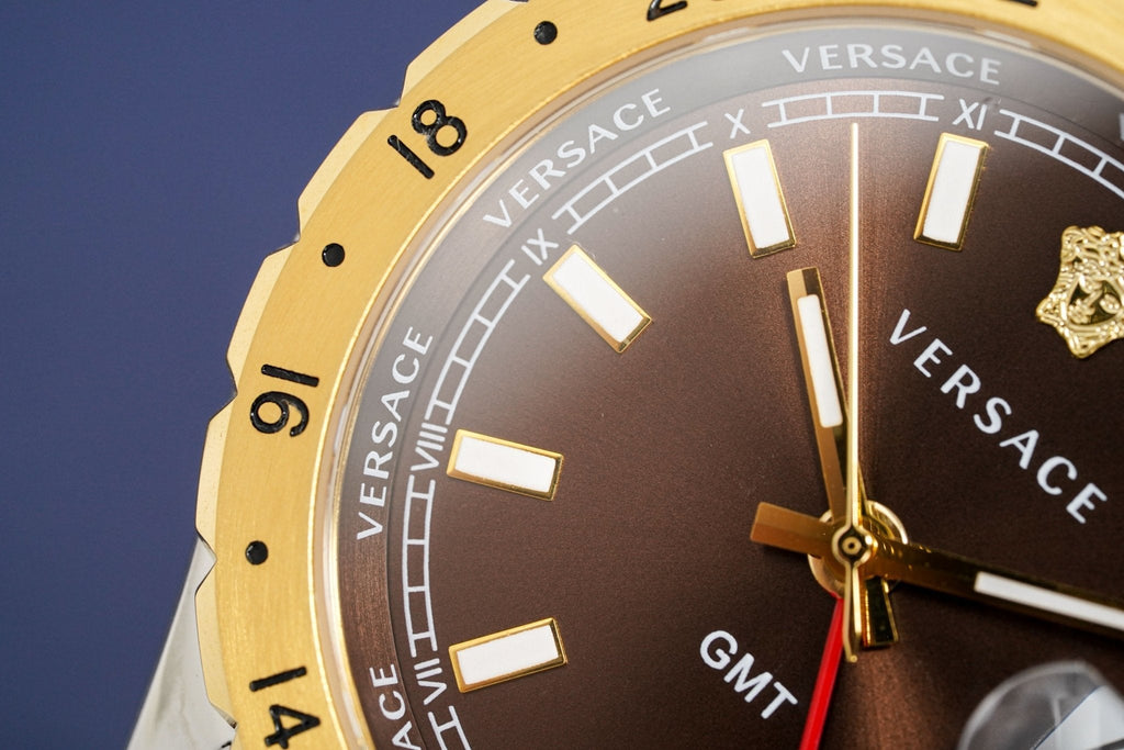 Versace Men's Watch Hellenyium GMT Brown Two-Tone Bracelet