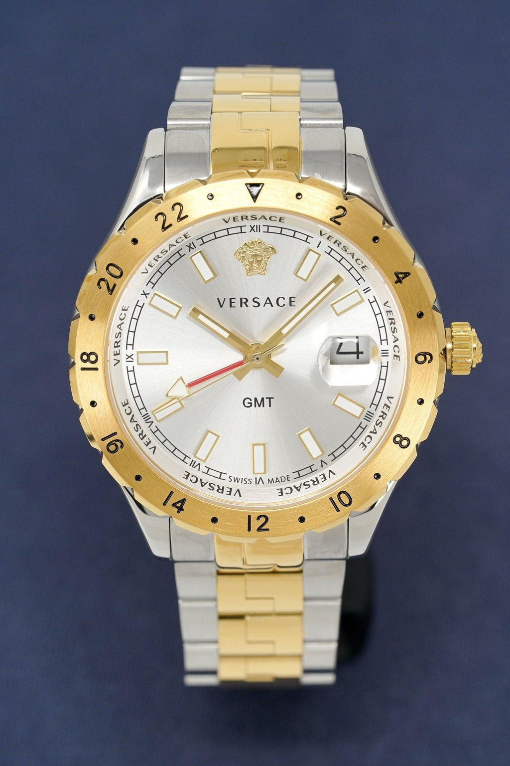 Versace Men's Watch Hellenyium GMT Two-Tone Silver