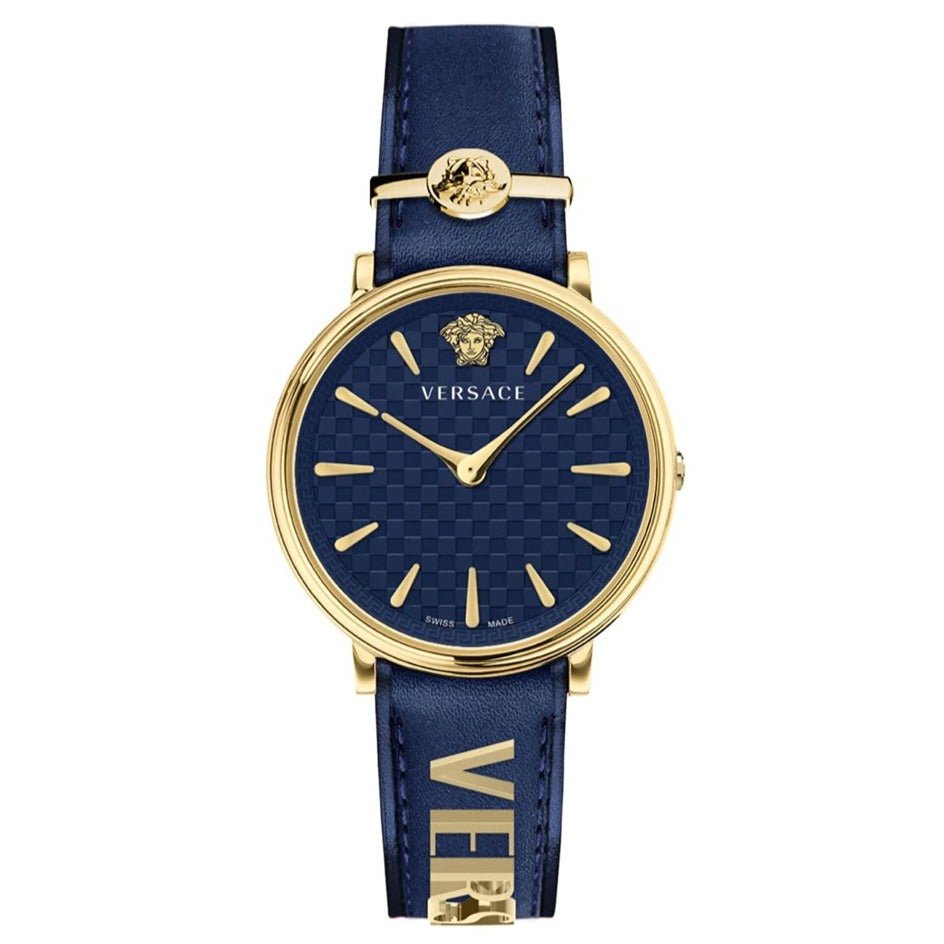 Versace Ladies Watch V-Circle 38mm Blue Gold