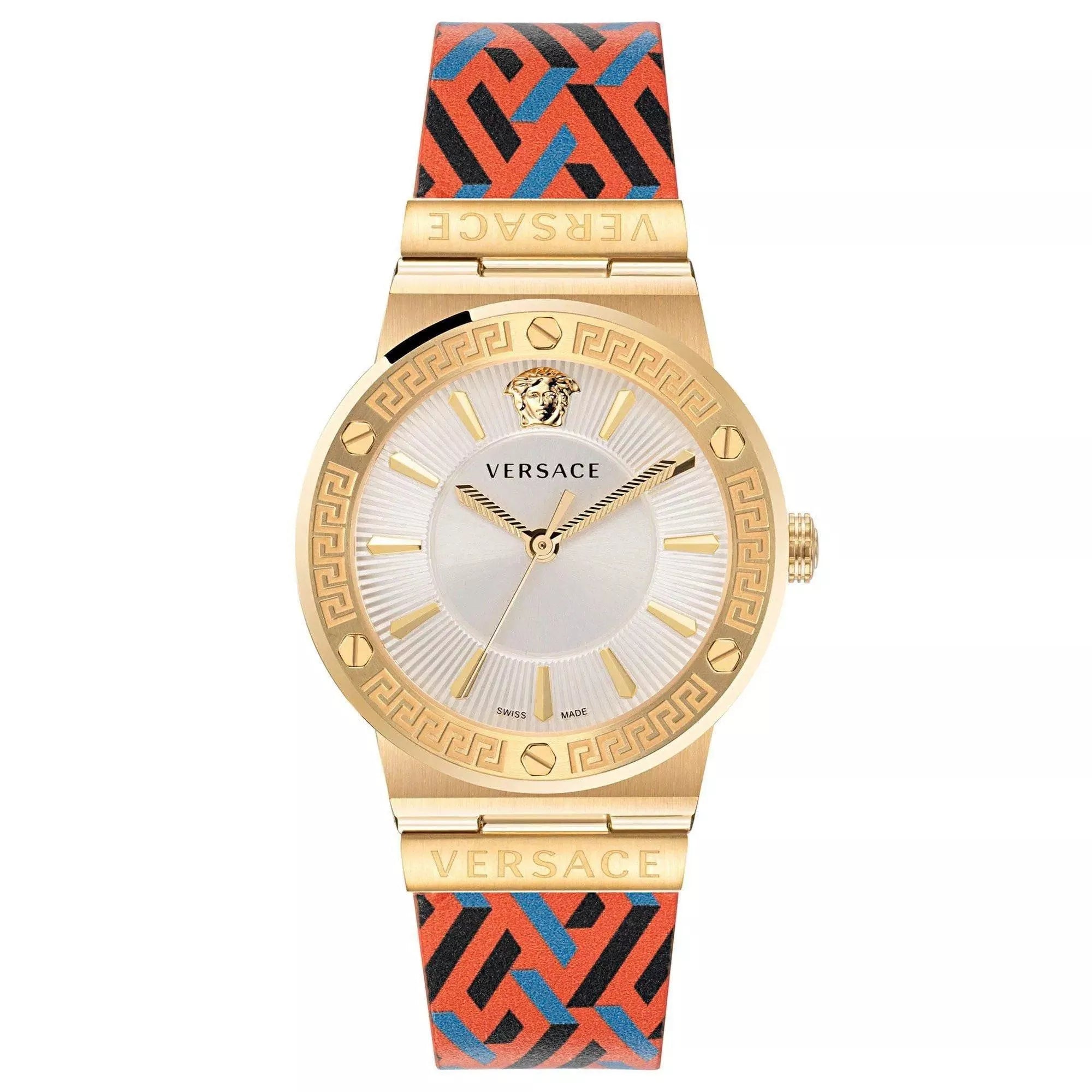 Versace Ladies Watch Greca 38mm Logo Gold Multicolour