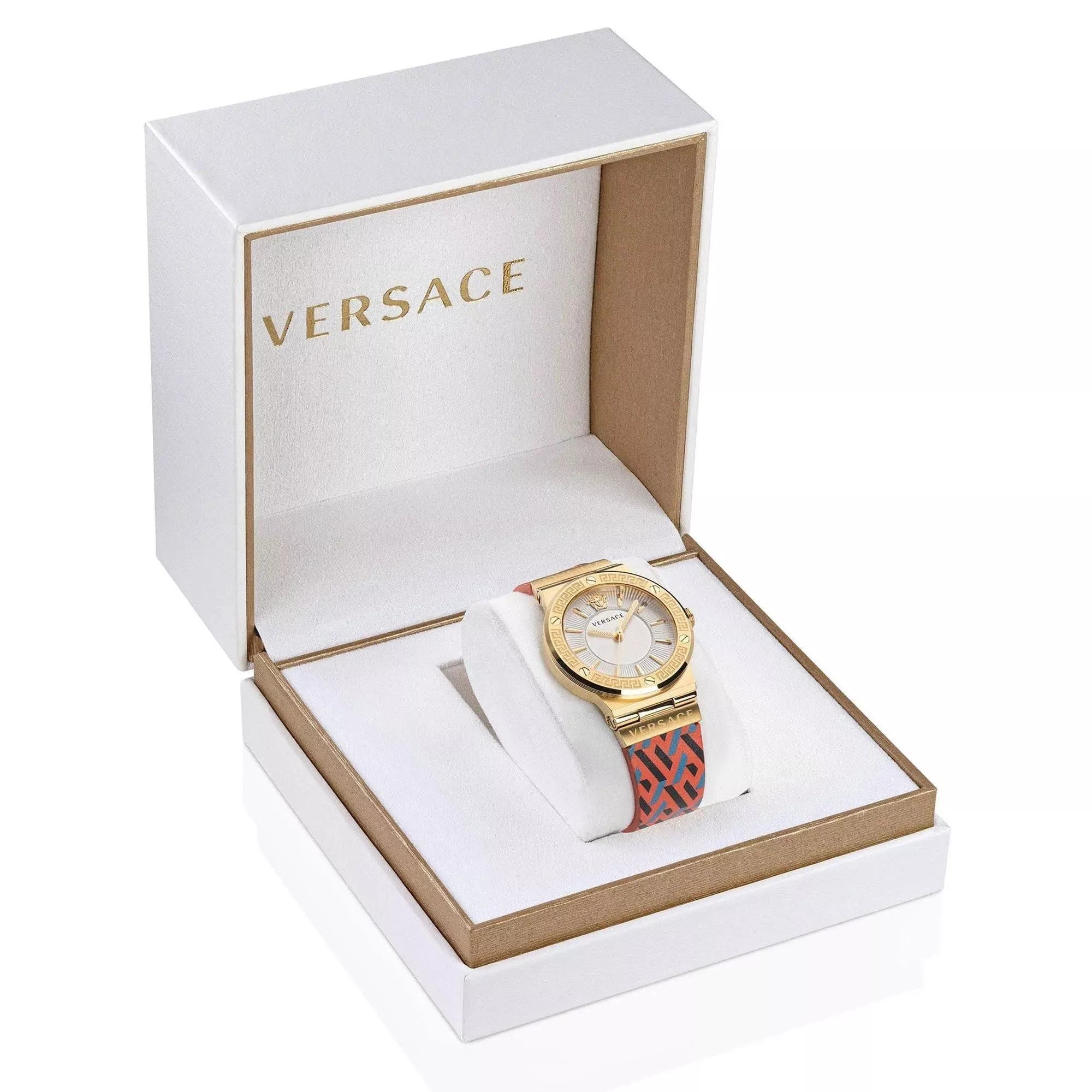 Versace Ladies Watch Greca 38mm Logo Gold Multicolour