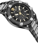 Versace Men's Watch Greca Sporty Chronograph 46mm Black Silver