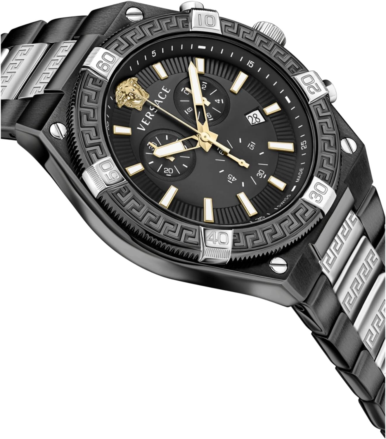Versace Men's Watch Greca Sporty Chronograph 46mm Black Silver