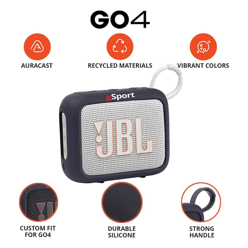 JBL Go 4 Ultra Portable Bluetooth Speaker Bundle with gSport Silicone Sleeve (White)