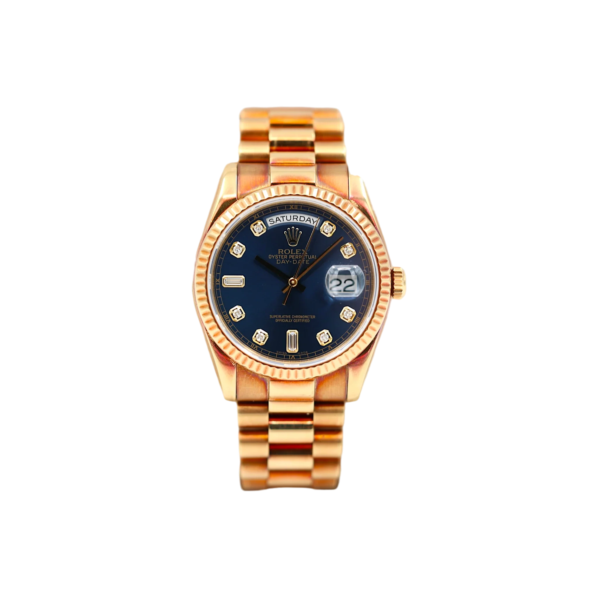 Rolex - Day-Date - Blue Sunburst Diamond Dial - 118238