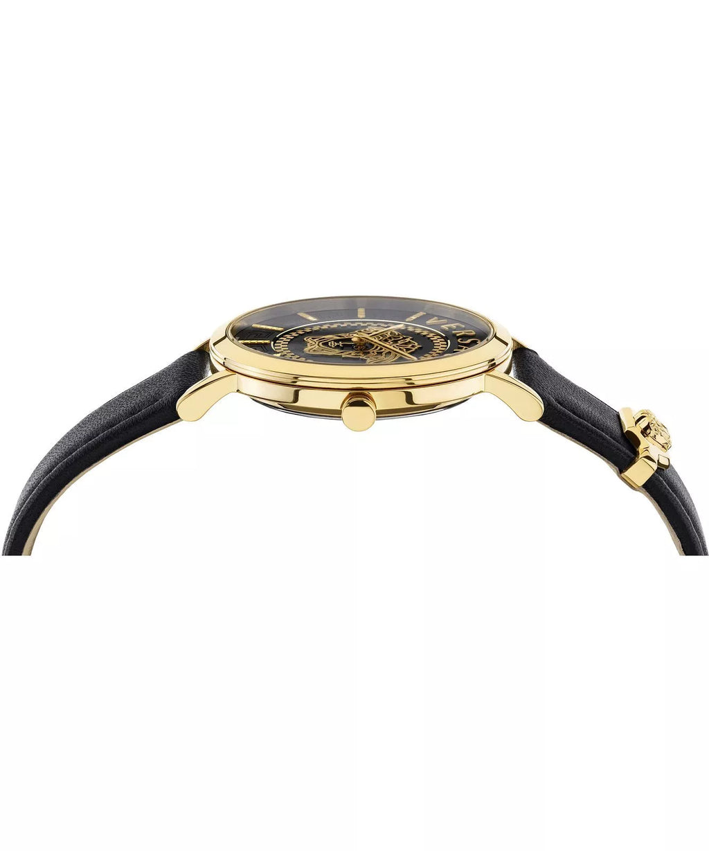 Versace Essential Ladies Black Gold Watch