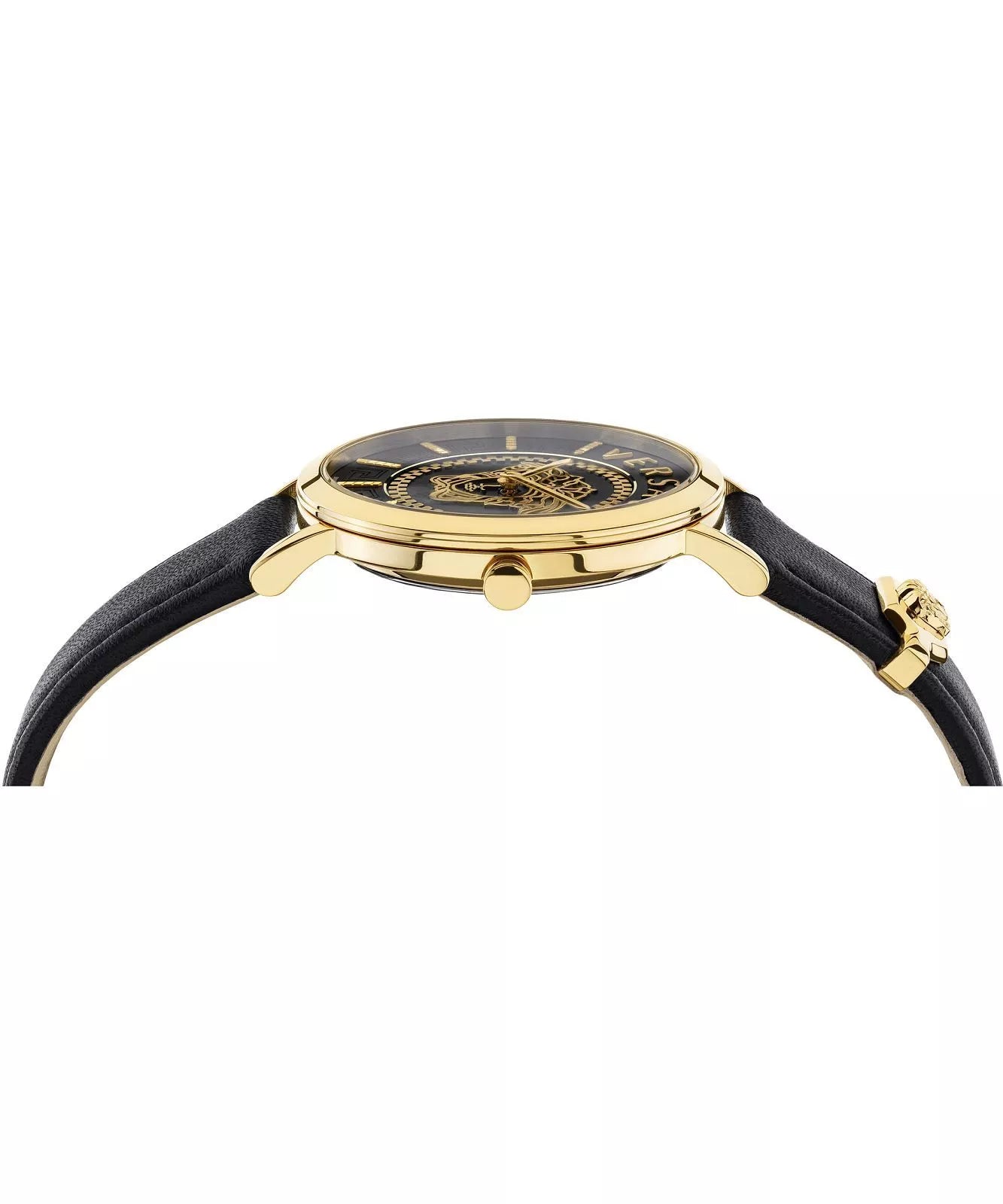 Versace Essential Ladies Black Gold Watch